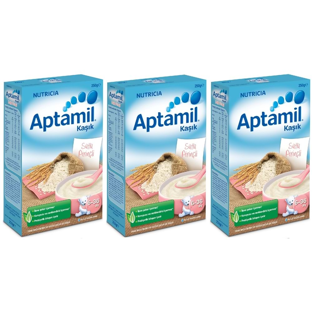 Aptamil Kaşık Maması 250Gr Sütlü Pirinçli 3 Lü Set