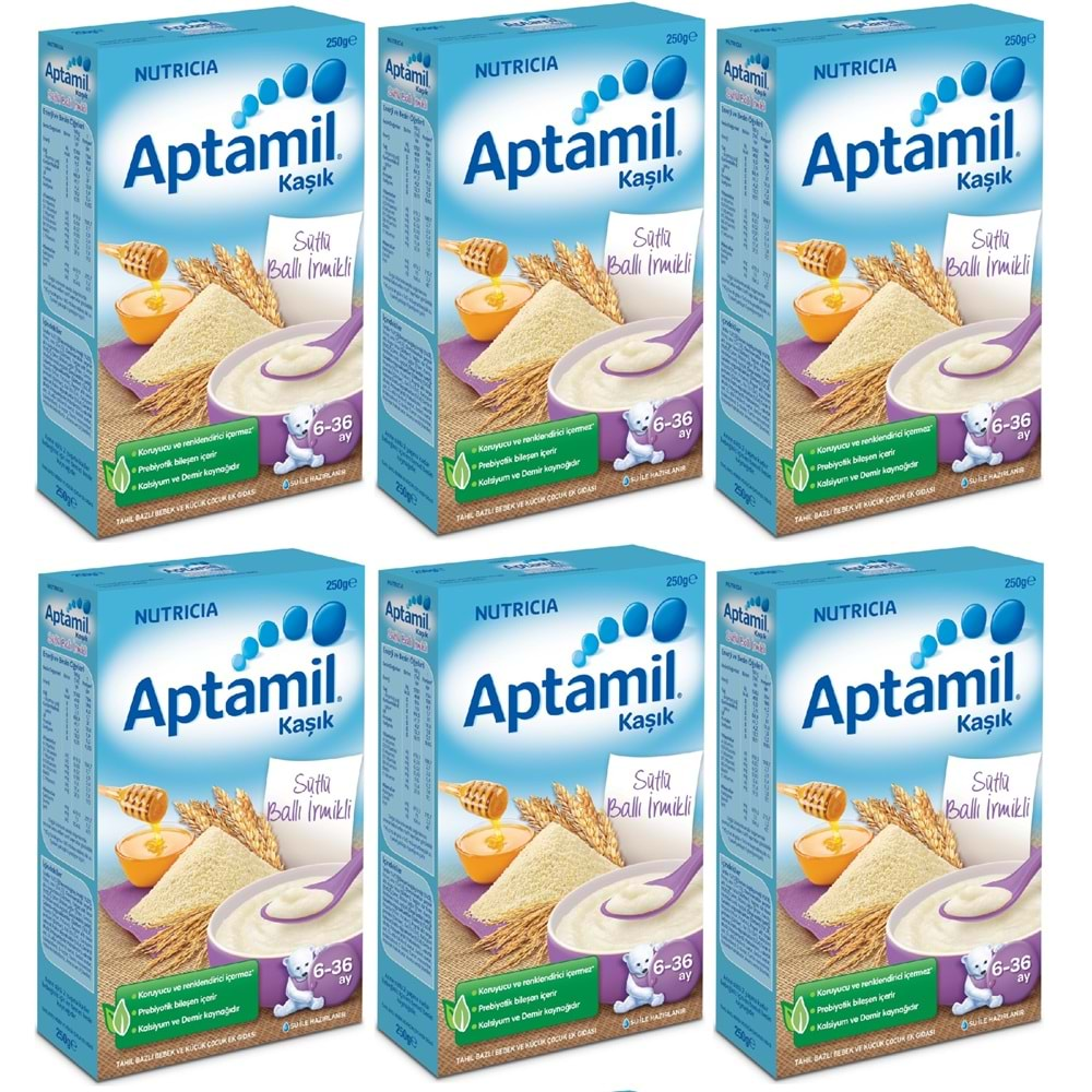 Aptamil Kaşık Maması 250Gr Sütlü Ballı İrmikli 6 Lı Set