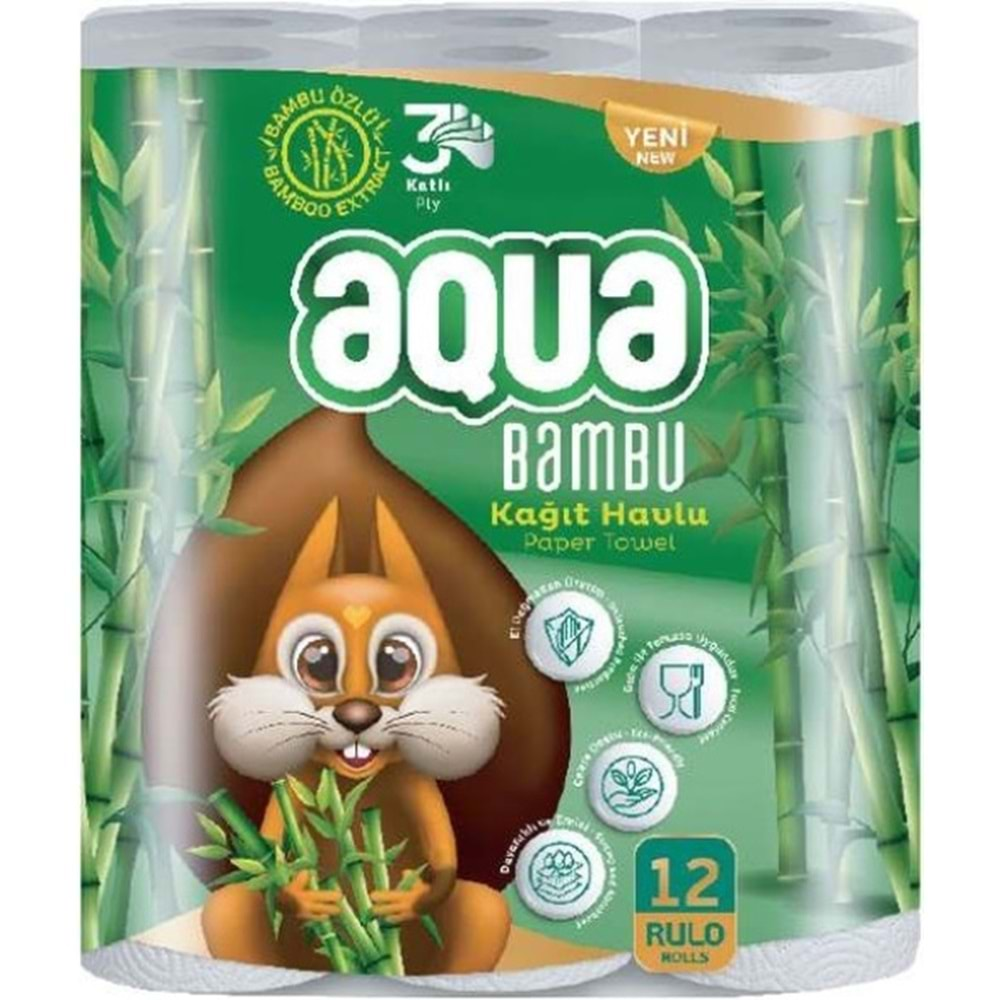 Aqua Kağıt Havlu 3 Katlı 36 Lı Set Bambu (3PK*12)