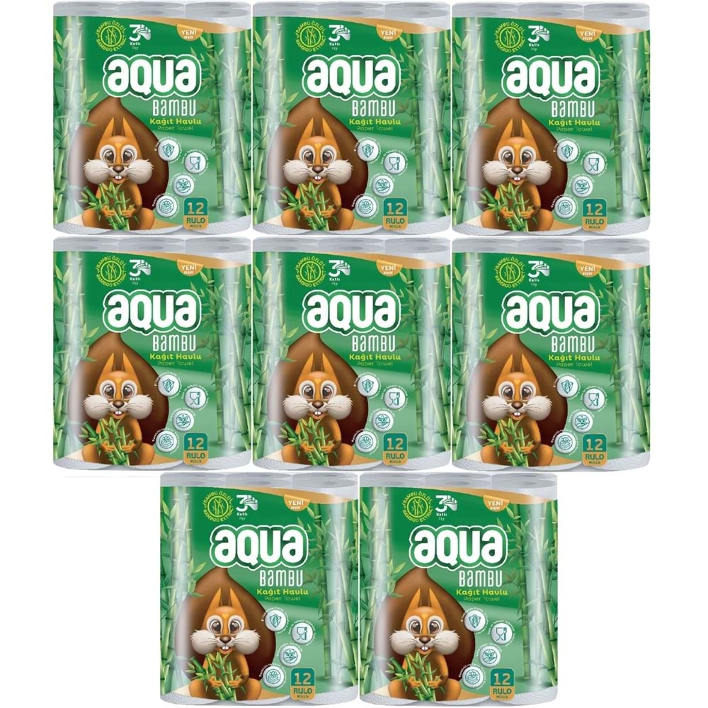 Aqua Kağıt Havlu 3 Katlı 96 LI Set Bambu (8PK*12)