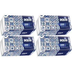 Aqua Pratik Mendil 250 Yaprak Tekli Pk (4 Lü Set)