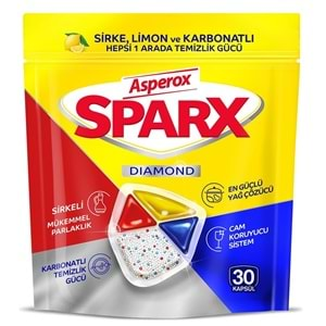 Asperox Sparx Bulaşık Makinesi Kapsülü 60 Adet Hepsi 1 Arada (Sirke-Limon-Karbonatlı) (2PK*30)