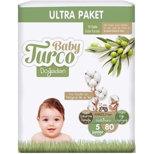 Baby Turco Bebek Bezi Doğadan Beden:5 (12-25Kg) Junior 160 Adet Süper Ekonomik Fırsat Pk