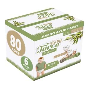 Baby Turco Külot Bebek Bezi Doğadan Beden:6 (16+KG) XLarge 80 Adet Jumbo Aylık Pk