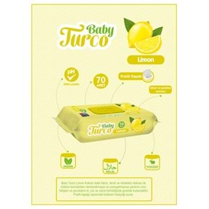 Baby Turco Islak Havlu Mendil 70 Yaprak Limon 9 Lu Set Plastik Kapaklı (630 Yaprak)