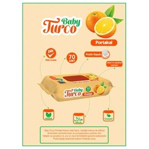 Baby Turco Islak Havlu Mendil 70 Yaprak Portakal 3 Lü Set Plastik Kapaklı (210 Yaprak)