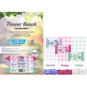 Baby Turco Islak Havlu Cep Mendil 15 Yaprak (6 Lı Set) Çiçek Demeti/Flower Bunch (6PK*15) 90 Yaprak