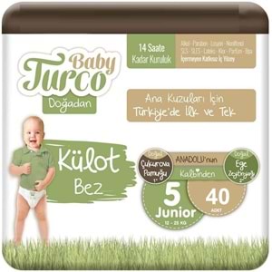 Baby Turco Külot Bebek Bezi Doğadan Beden:5 (12-25KG) Junior 120 Adet Ekonomik Fırsat Pk