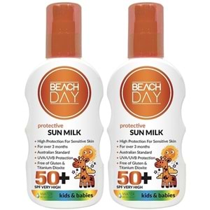 Beach Day Koruyucu Sun Mılk Süt Losyon 50+ F (Bebek & Çocuk) 150ML Sprey (2 Li Set)