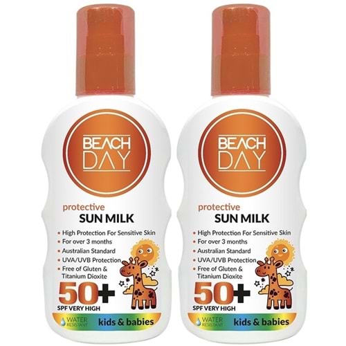 Beach Day Koruyucu Sun Mılk Süt Losyon 50+ F (Bebek & Çocuk) 150ML Sprey (2 Li Set)
