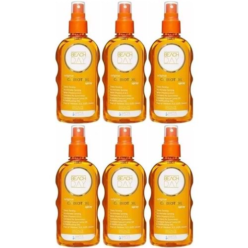 Beach Day Bronzlaştırıcı Carrot Oıl Yoğun Havuç Yağ 0F 150ML Sprey (6 Lı Set)