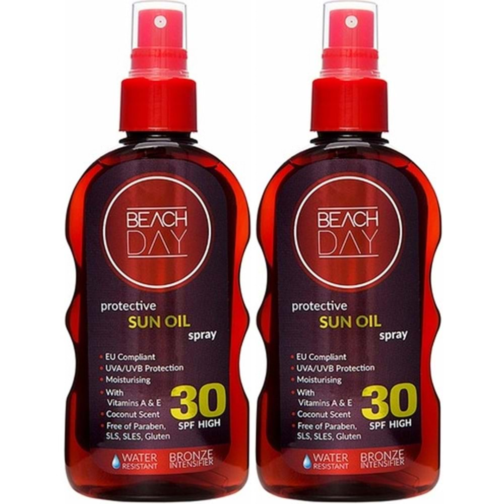 Beach Day Bronzlaştırıcı & Koruyucu Yağ Sun Oıl 30F 150ML Sprey (2 Li Set)