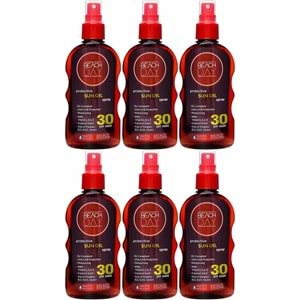 Beach Day Bronzlaştırıcı & Koruyucu Yağ Sun Oıl 30F 150ML Sprey (6 Lı Set)