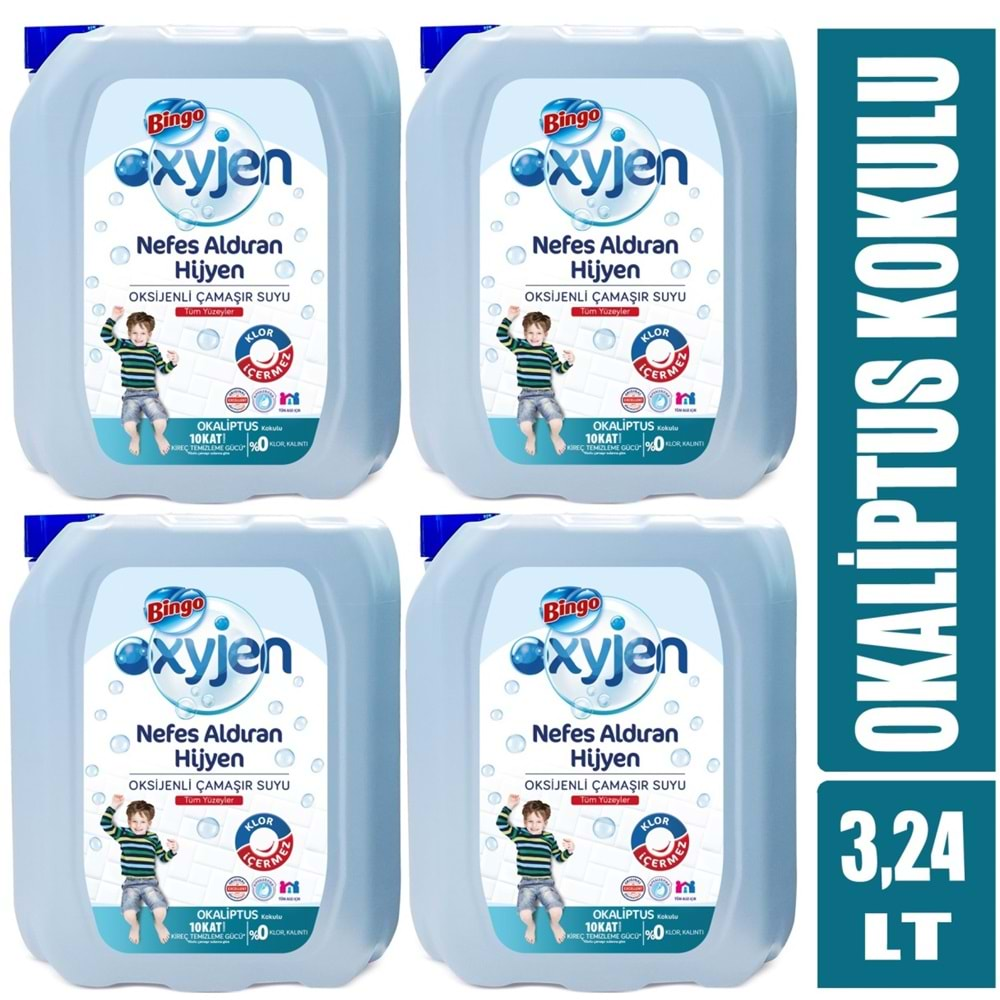 Bingo Çamaşır Suyu 3240ML Oksijenli Okaliptus(4 Lü Set)