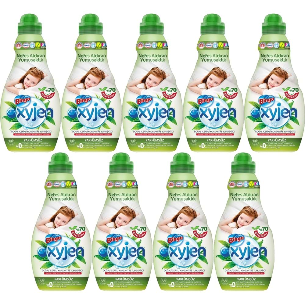 Bingo Oxjyen Yumuşatıcı Konsantre 1320ML Parfümsüz (9 Lu Set) (495 Yıkama)