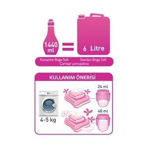 Bingo Soft Çamaşır Yumuşatıcı Konsantre 1440ML Şefkatle Gül (2 Li Set)