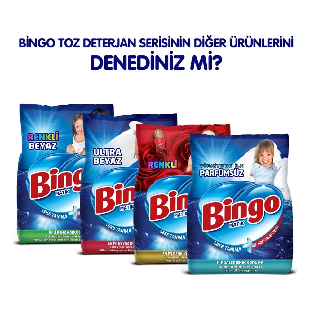 Bingo Matik Toz Çamaşır Deterjanı 18KG Sık Yıkananlar Beyazlar ve Renkliler (2PK*9KG) 120 Yıkama