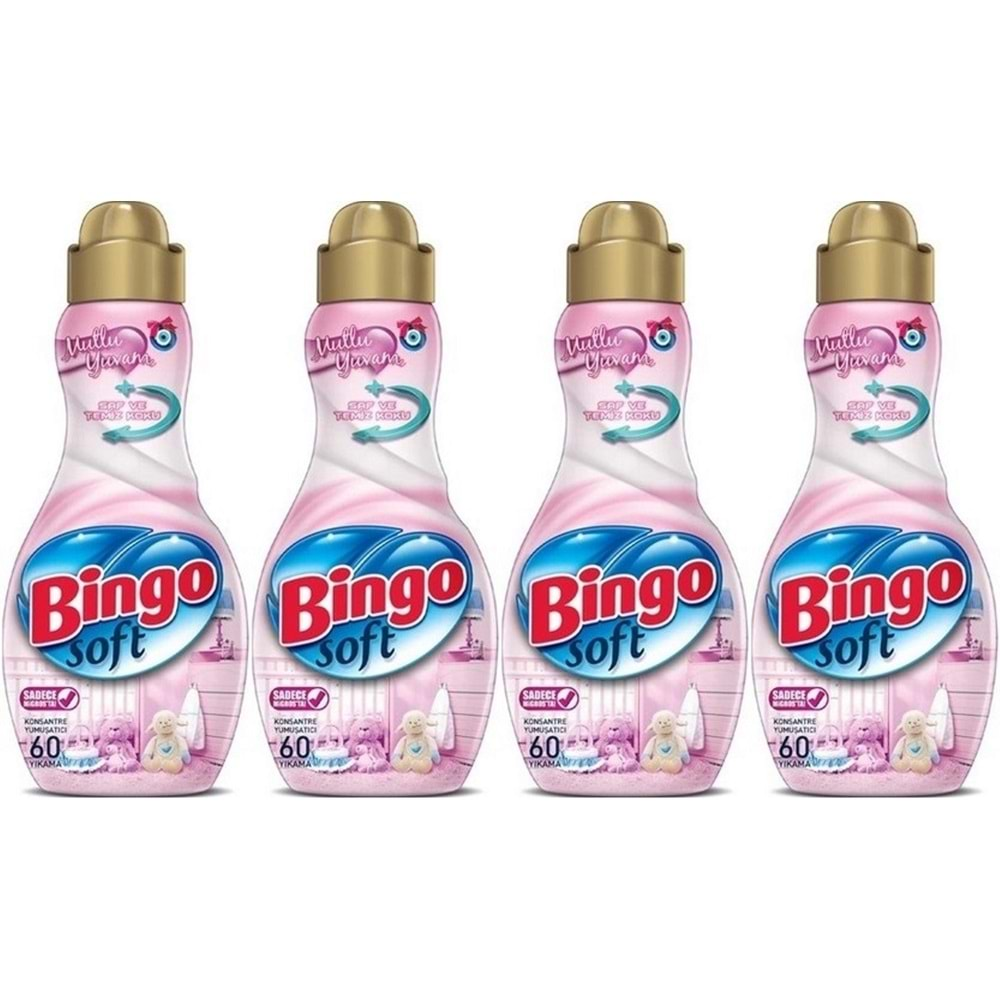 Bingo Soft Çamaşır Yumuşatıcı Konsantre 1440ML Mutlu Yuvam (4 Lü Set)