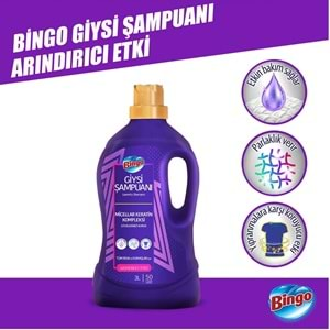 Bingo Giysi Şampuanı 3LT Arındırıcı Etki 6 Lı Set (300 Yıkama) Tüm Çamaşırlar İçin