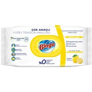 Bingo Clean Yüzey Temizlik Havlusu 96 Yaprak Limon Kokulu Plastik Kapaklı (4 Lü Set) 384 Yaprak