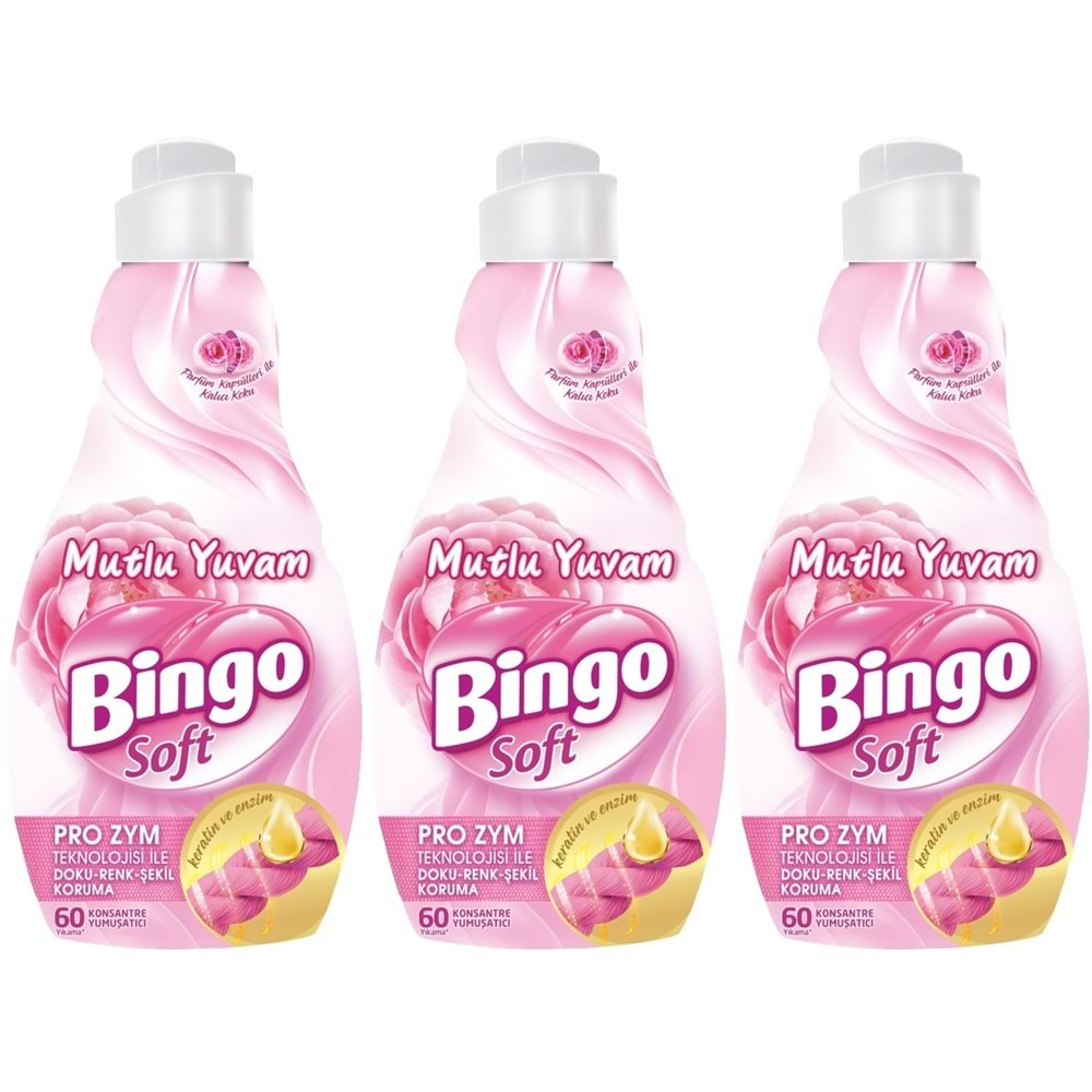 Bingo Soft Çamaşır Yumuşatıcı Konsantre 1440ML Mutlu Yuvam (3 Lü Set)