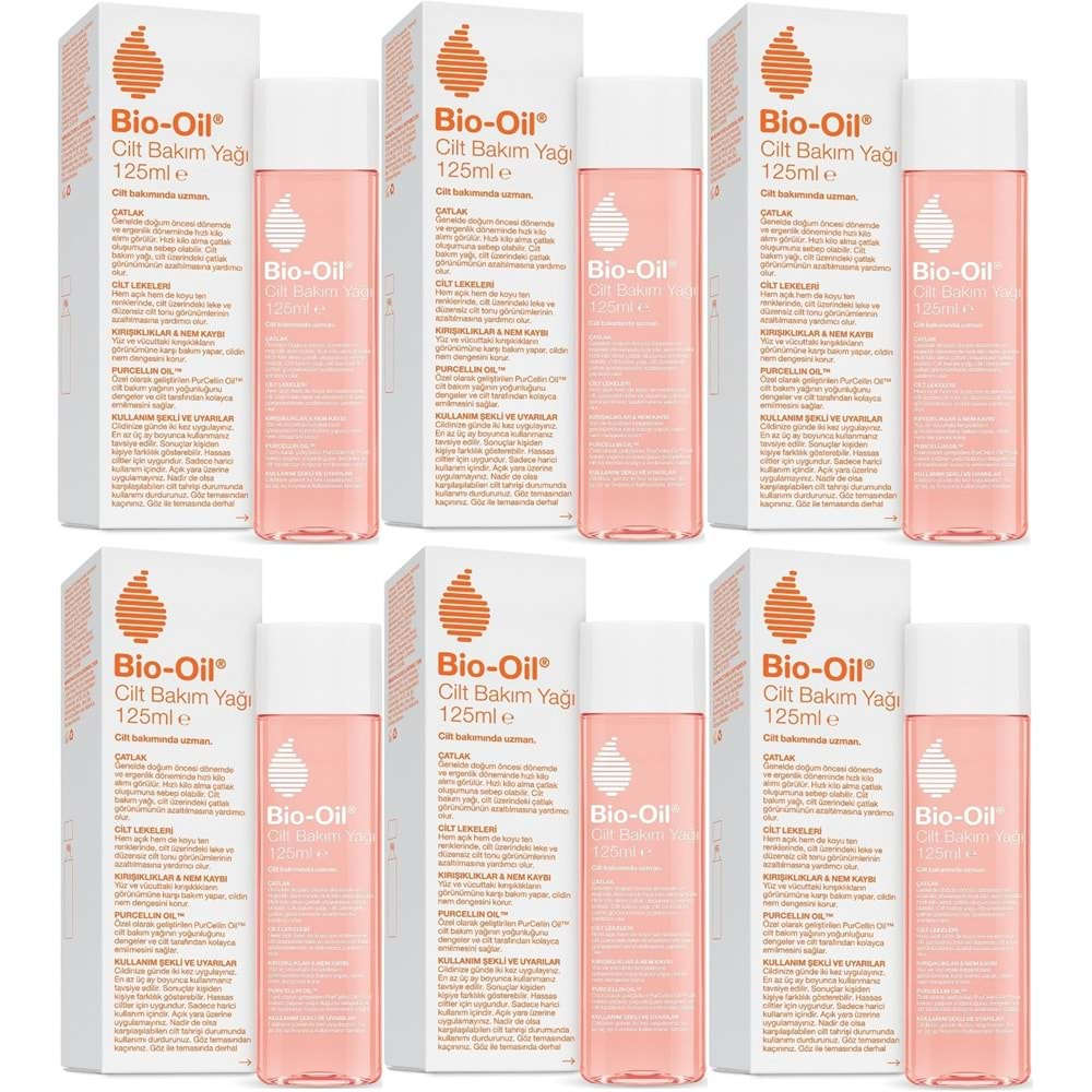 Bio-Oil Çatlak Oluşumunu Önleyici Cilt Bakım Yağı 125ML (Yeni Formül) (6 Lı Set)