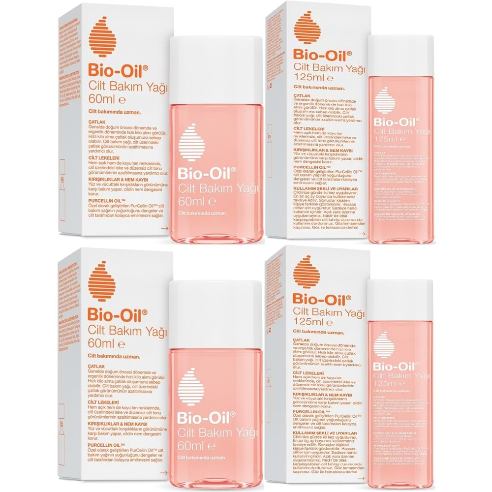 Bio-Oil Çatlak Oluşumunu Önleyici Cilt Bakım Yağı Karma 4 Lü Set 125ML+60ML (Yeni Formül)