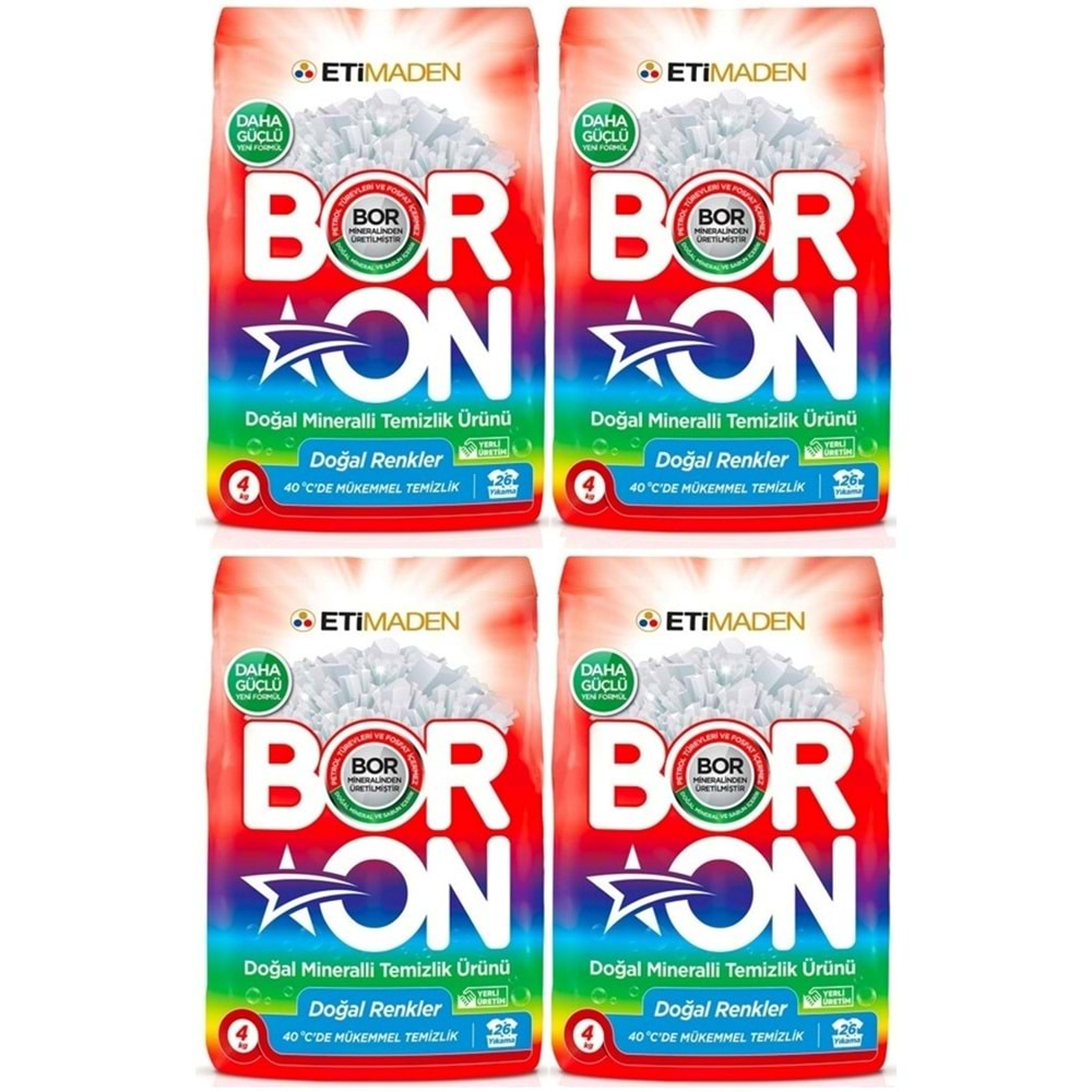 Boron Matik Toz Çamaşır Deterjanı 16KG Doğal Mineralli (4Pk*4Kg) (Renkliler İçin)