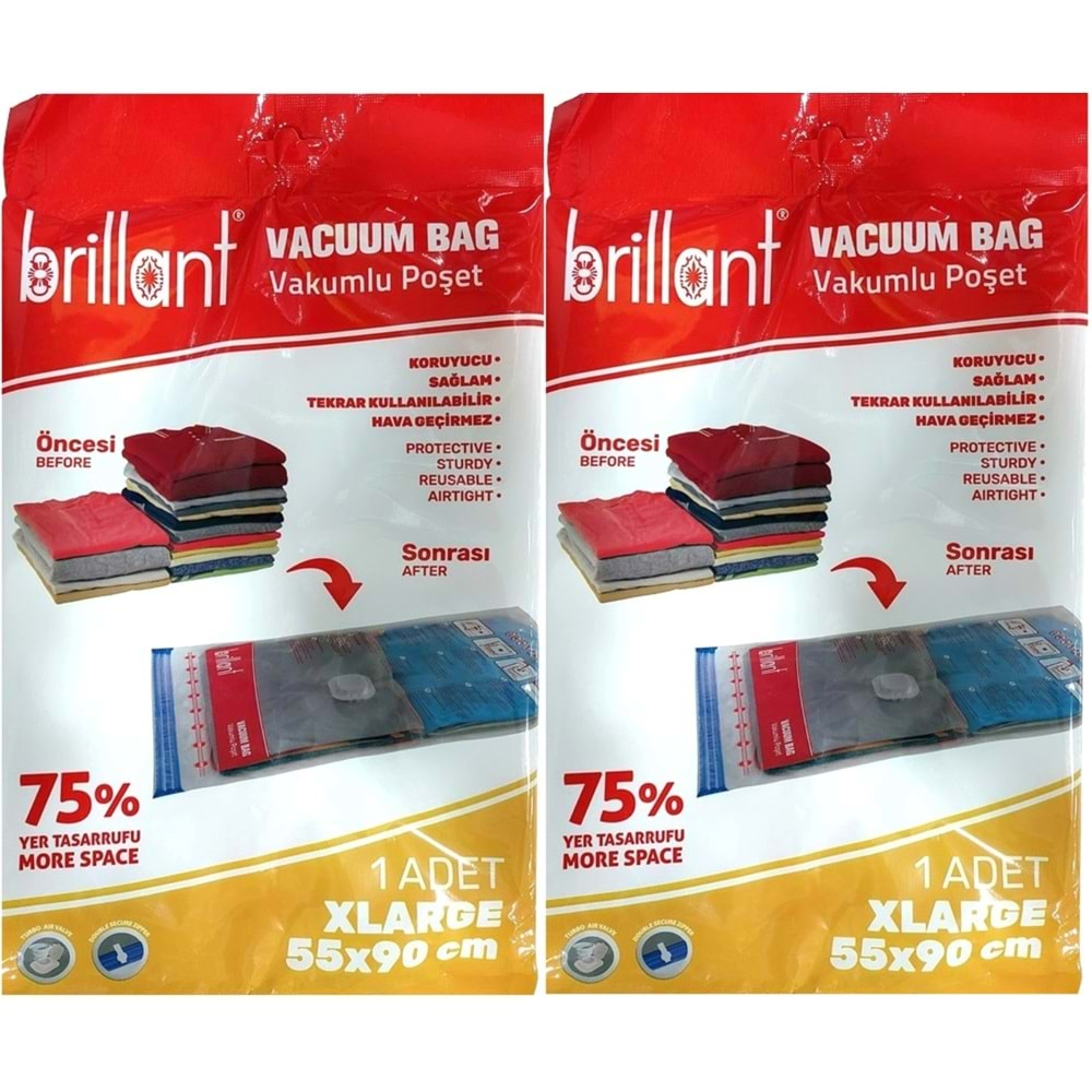 Brillant Vakumlu Poşet/Hurç 55*90CM XLarge (İç Adet 1) (2 Li Set)