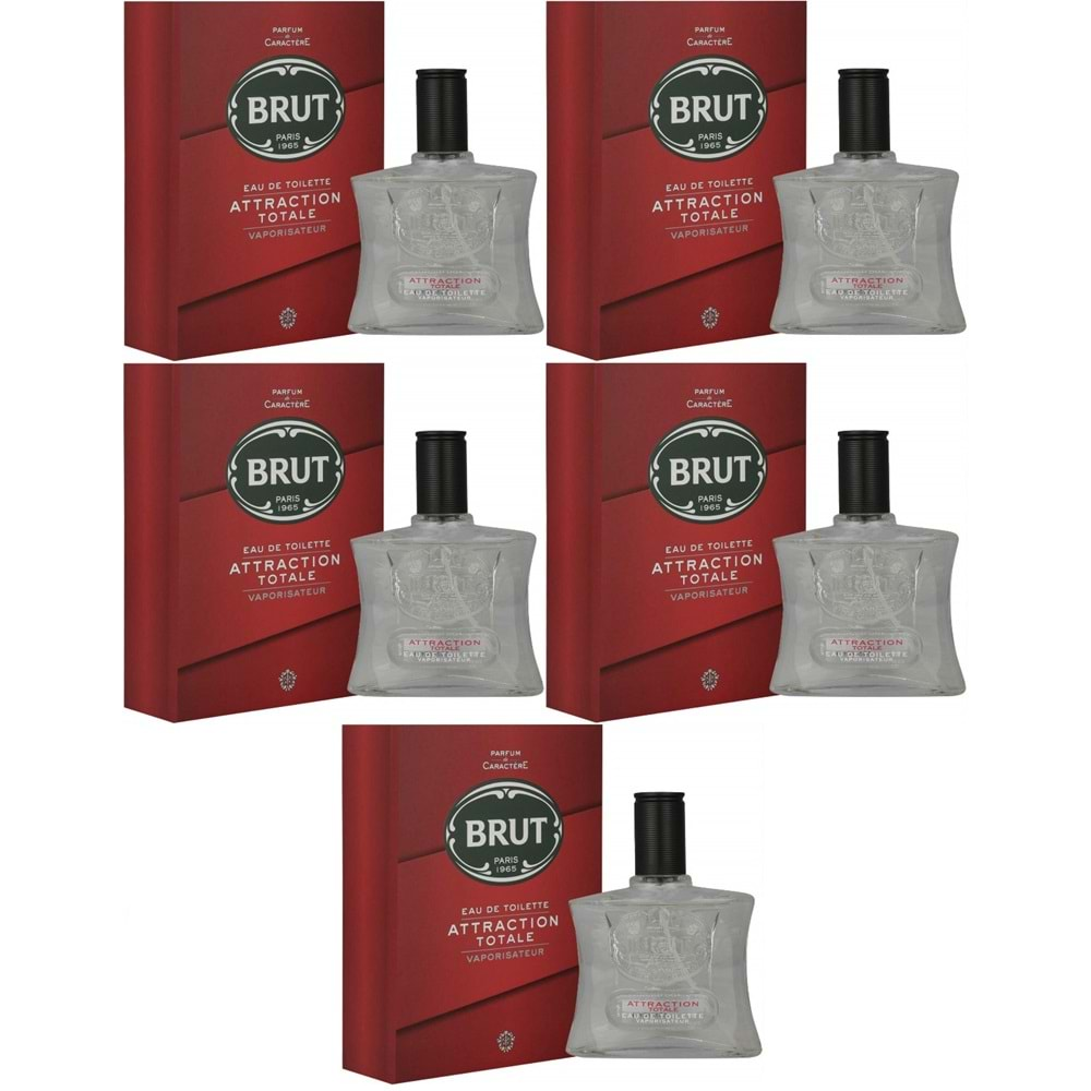 Brut Parfüm Erkek/Men 100ML Attraction Totale Edt (Kırmızı) (5 Li Set)