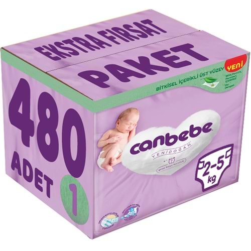 Canbebe Bebek Bezi Beden:1 (2-5Kg) Yeni Doğan 480 Adet Ekstra Fırsat Pk