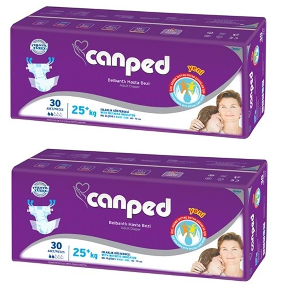 Canped Hasta Bezi Çoçuklar İçin Bel Bantlı Tekstil Yüzeyli 60 Adet XS (2Pk*30)