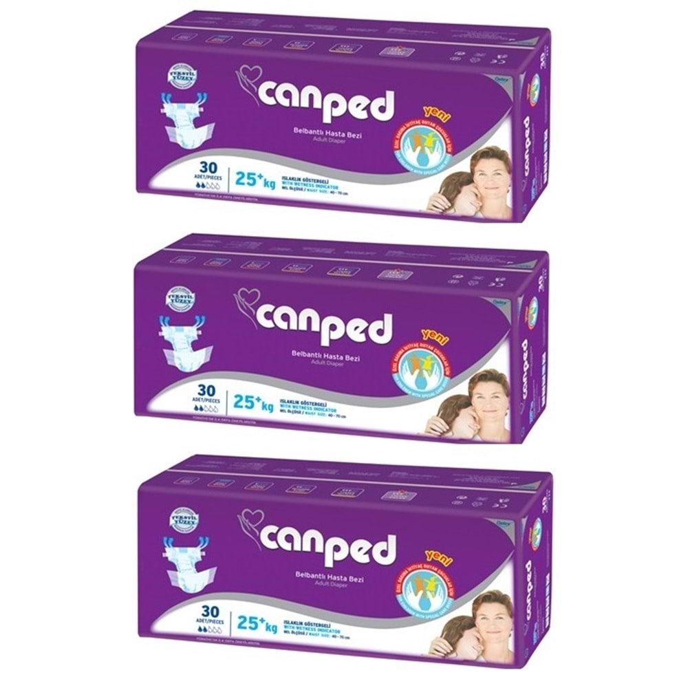 Canped Hasta Bezi Çoçuklar İçin Bel Bantlı Tekstil Yüzeyli 90 Adet XS (3Pk*30)