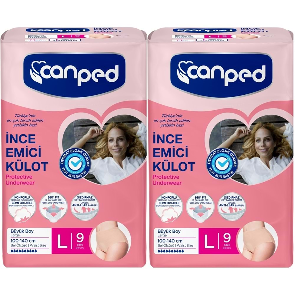 Canped Külotlu Mesane Pedi - İnce Emici Külot Büyük/Large 18 Adet (2Pk*9)