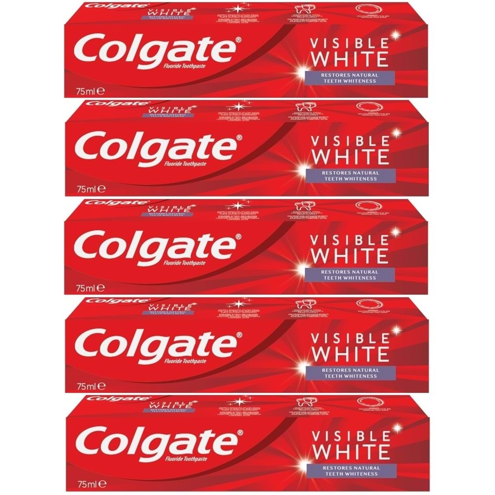 Colgate Diş Macunu 75ML Visible White/Görünür Beyazlık (5 Li Set)