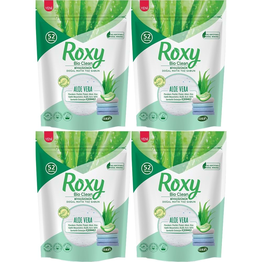 Dalan Roxy Bio Clean Matik Sabun Tozu 1.6Kg Aloe Vera (4 Lü Set) (208 Yıkama)