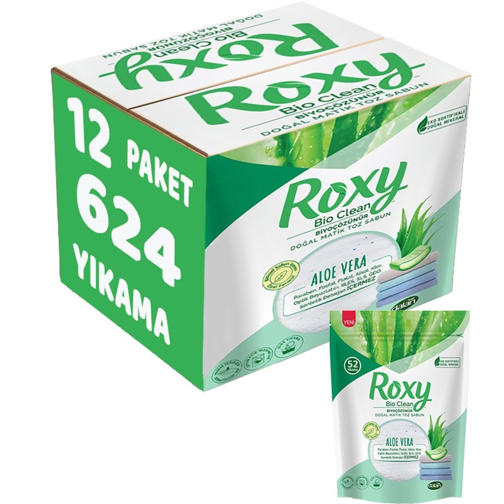 Dalan Roxy Bio Clean Matik Sabun Tozu 1.6Kg Aloe Vera (12 Li Set) (624 Yıkama)