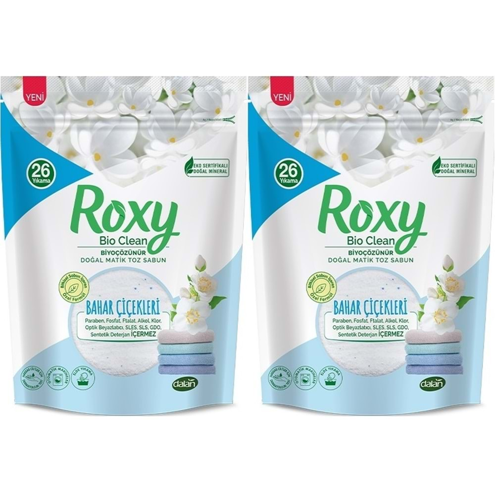 Dalan Roxy Bio Clean Matik Sabun Tozu 800GR Bahar Çiçekleri (2 Li Set) (52 Yıkama)