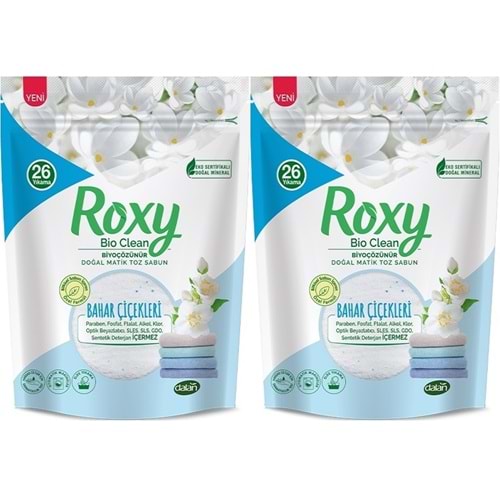 Dalan Roxy Bio Clean Matik Sabun Tozu 800GR Bahar Çiçekleri (2 Li Set) (52 Yıkama)