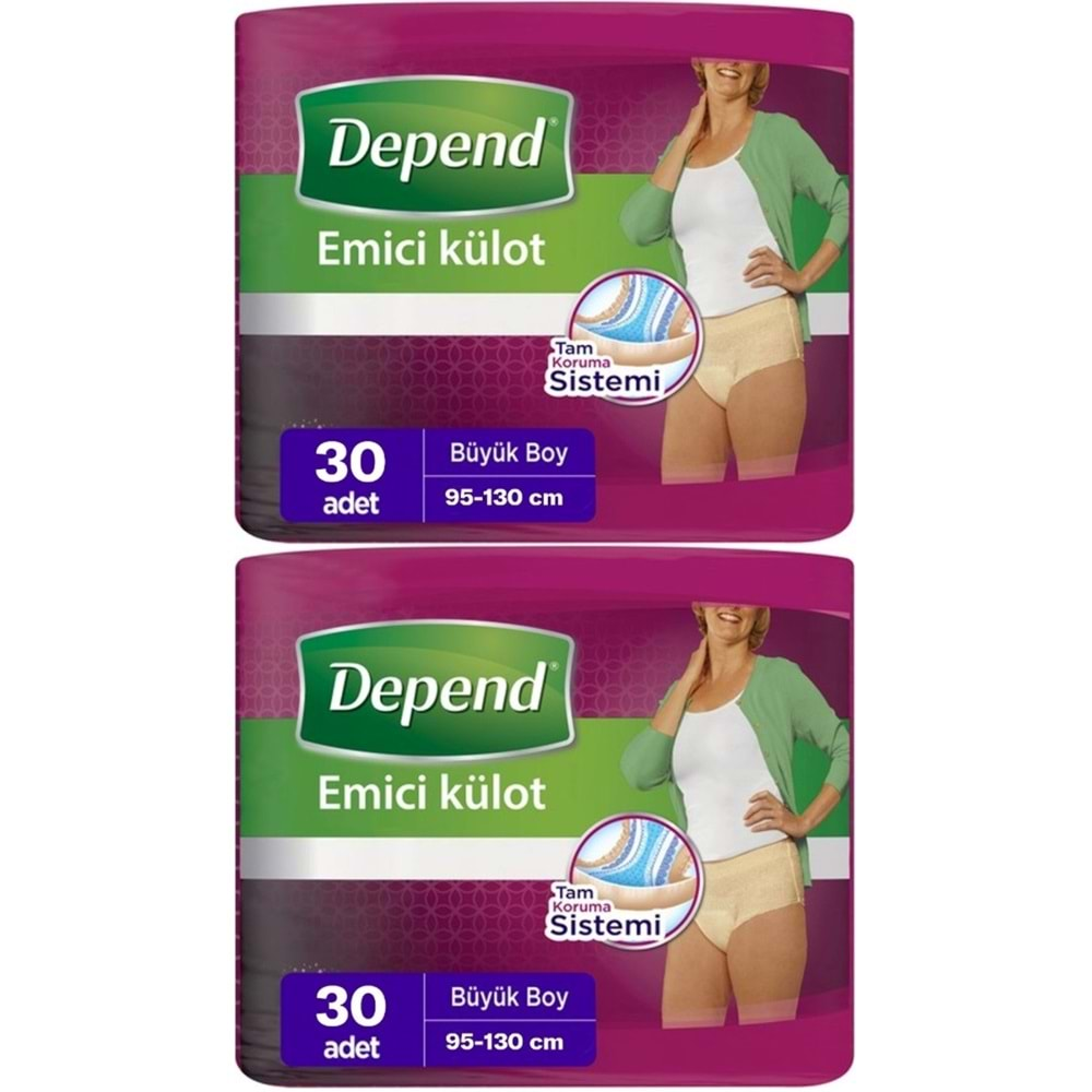 Depend Emici Külot Hasta Bezi Large - Büyük Kadın 60 Adet (2PK*30)