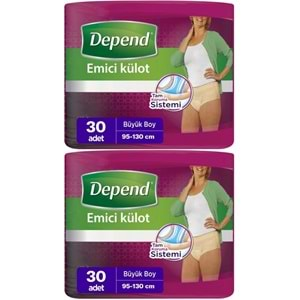 Depend Emici Külot Hasta Bezi Large - Büyük Kadın 60 Adet (2PK*30)