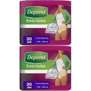 Depend Emici Külot Hasta Bezi XL - Extra Büyük Kadın 60 Adet (2PK*30)