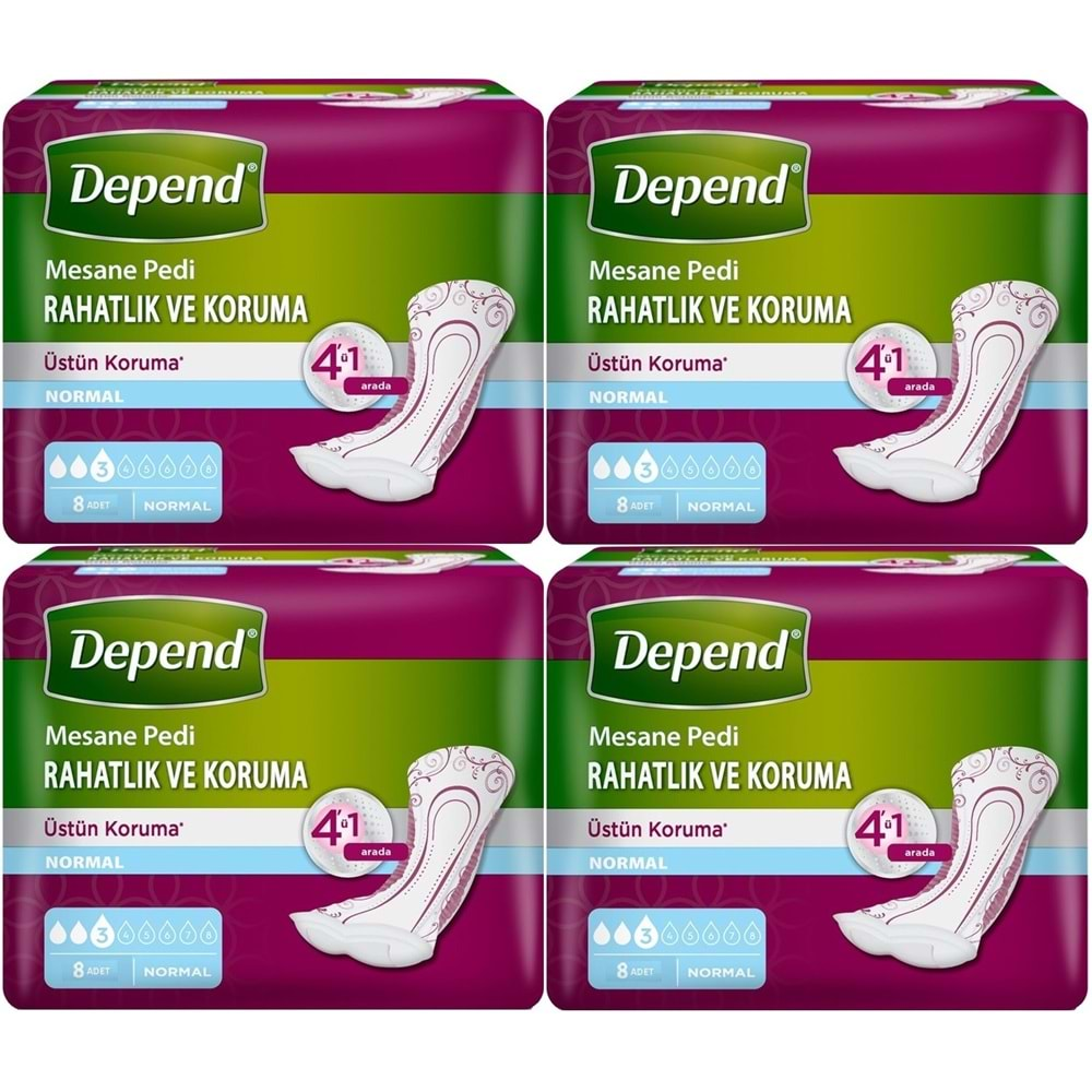 Depend Mesane Pedi Normal Rahatlık ve Koruma 32 Adet (4PK*8)