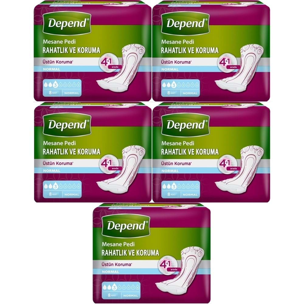 Depend Mesane Pedi Normal Rahatlık ve Koruma 40 Adet (5PK*8)