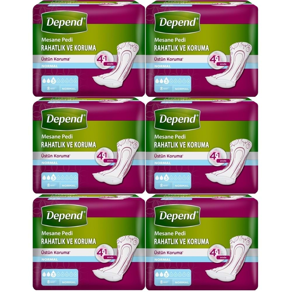 Depend Mesane Pedi Normal Rahatlık ve Koruma 48 Adet (6PK*8)