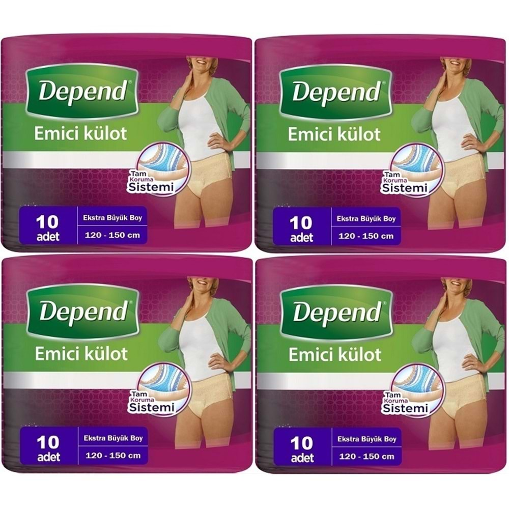 Depend Emici Külot Hasta Bezi XL - Extra Büyük Kadın 40 Adet (4PK*10)