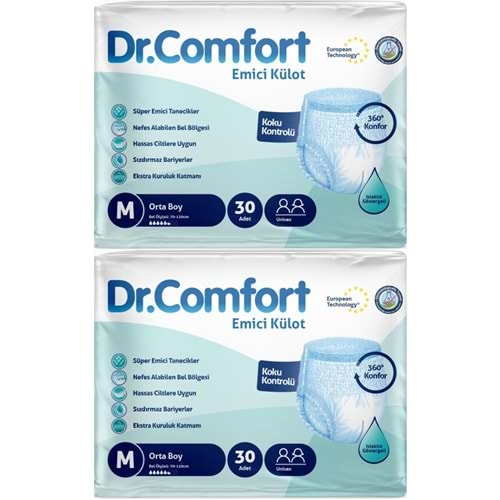 Dr.Comfort Hasta Bezi Yetişkin Emici Külot M-Orta 60 Adet (2Pk*30)