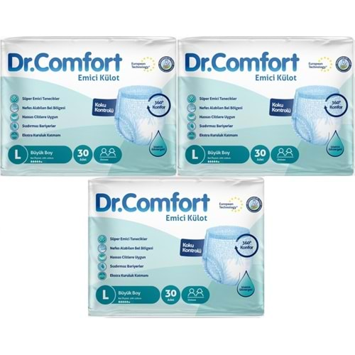 Dr.Comfort Hasta Bezi Yetişkin Emici Külot L-Büyük 90 Adet (3Pk*30)