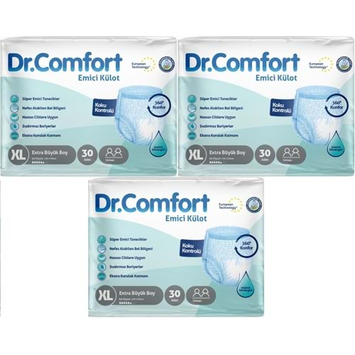 Dr.Comfort Hasta Bezi Yetişkin Emici Külot Ekstra Büyük (XL) 90 Adet (3Pk*30)