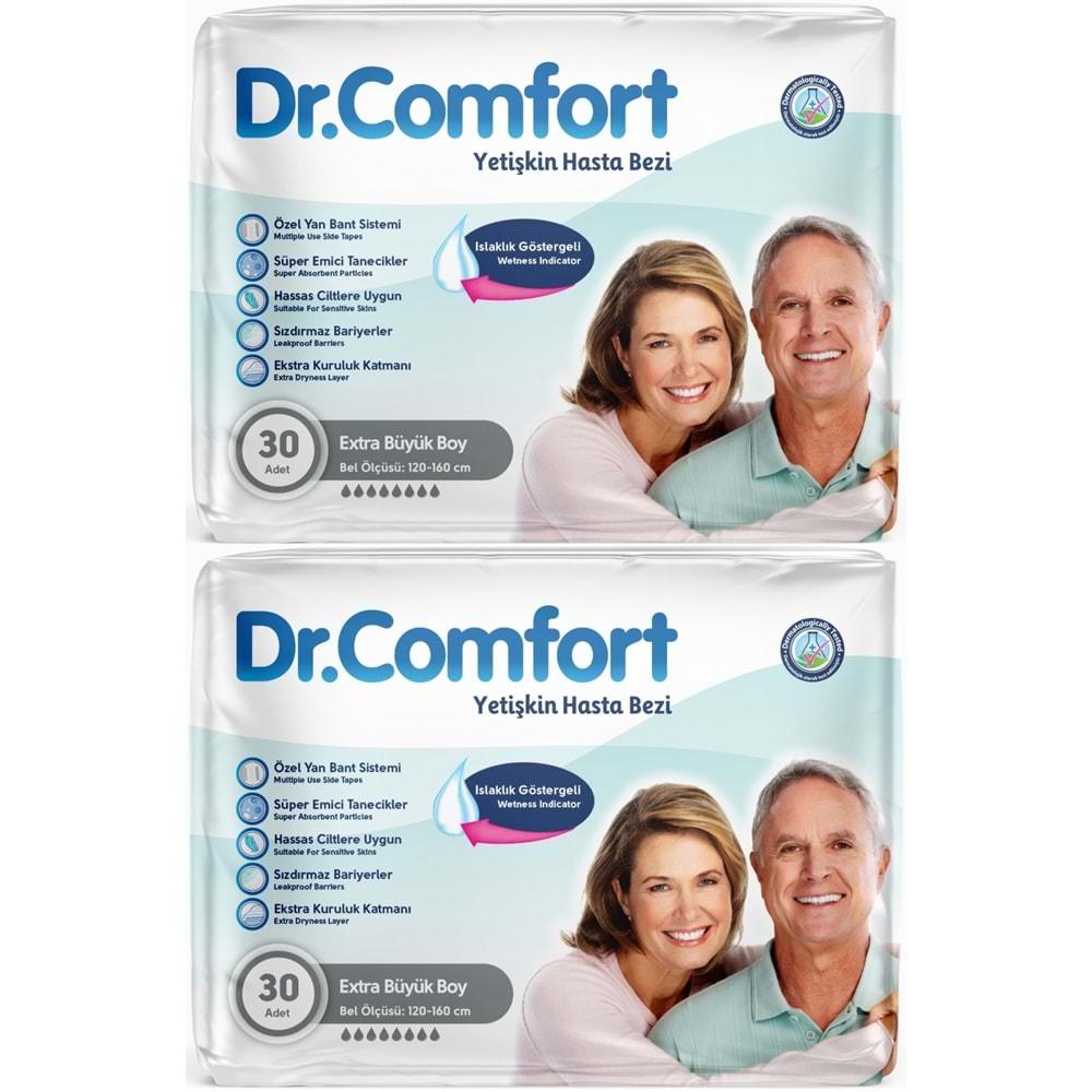 Dr.Comfort Yetişkin Hasta Bezi Bel Bantlı Tekstil Yüzeyli XL - Ekstra Büyük 60 Adet (2PK*30)